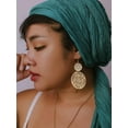 thumbnail image 7 of Gold Tone Filigree Round Disc Dangle Drop Earrings, Vintage Fashion Statement Jewelry Gift for Women, 7 of 7