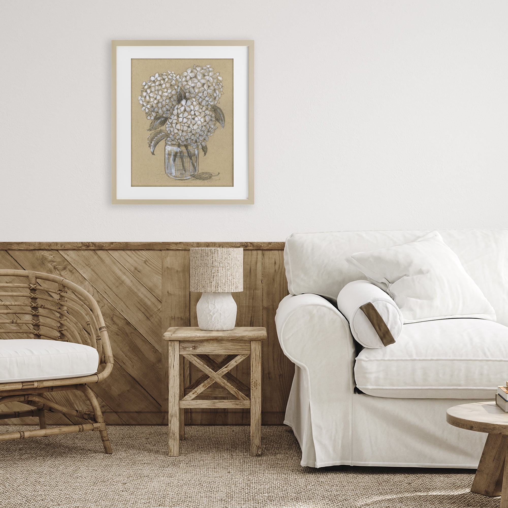 Stupell Industries Hydrangea Jar Drawing Birch Framed Print Under Glass, design by Patti Bishop