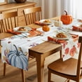 thumbnail image 5 of Fall Table Runner Thanksgiving Orange Blue Pumpkin Table Runners Bird Autumn Maple Leaves Wood Cotton Linen Dresser Scarf Kitchen Dining Table Decor for Fall Holiday Party Decor 13x36 Inch, 5 of 9