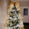 thumbnail image 3 of Unatoiry Red And White Wired Ribbon Foil Deco Mesh Fabric For Holiday Decor White Christmas Tree Ribbon Trees B 26cm, 3 of 6