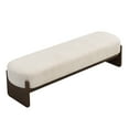 thumbnail image 2 of Piper Modern Upholstered Ottoman, Rectangular Bench with Solid Wood Legs, Beige, 2 of 8