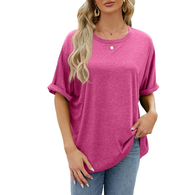 Zoeecloth T-Shirts pour Femmes Hauts Été Manches Courtes Tees Col Rond Pull Ample T-Shirt Court Blouses Douces Décontractées T S-TTG