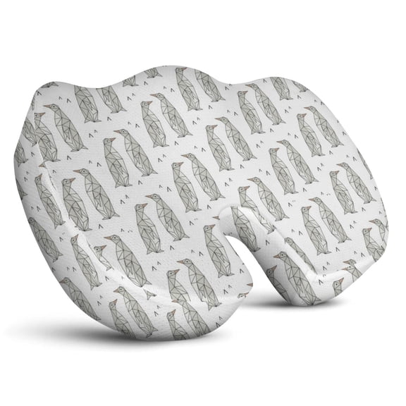 Premium Penguin Pattern Memory Foam Seat Cushion Ergonomic Chair Pad for Office Chair, Car, Airplane & Bleachers Sciatica, Tailbone Hip & Back Pain Relief - Chair Cushion for Long Office Workers.