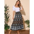 thumbnail image 3 of DARING DIVA Women's Bohemian High Waist A Line Maxi Skirts S Black, 3 of 8