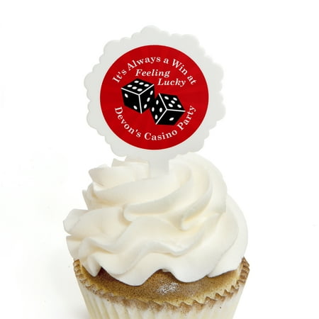 Las Vegas - Cupcake Picks with Stickers - Casino Party Cupcake Toppers - 12