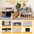 thumbnail image 3 of Portable Pet Playpen for Dog Cats Rabbits, Pop Up Dog Kennel with Removable Zipper Top, Indoor Outdoor Dog Crate with Carrying Case for Camping Travel (L, Grey), 3 of 8