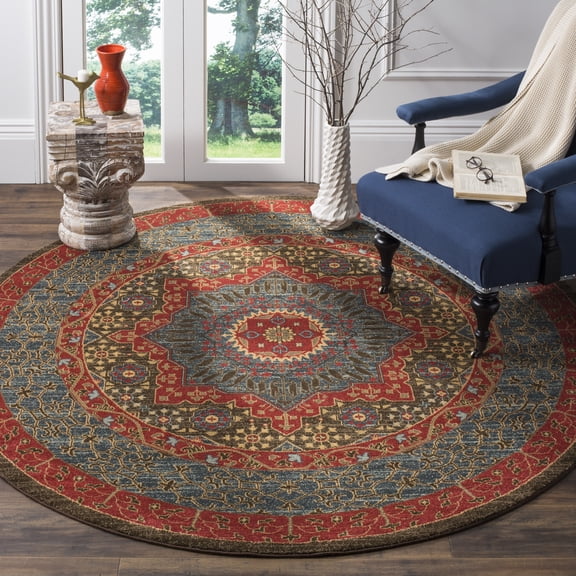 Safavieh Mahal Lidija Oriental Area Rug, Navy/Red, 5'1" x 5'1" Round