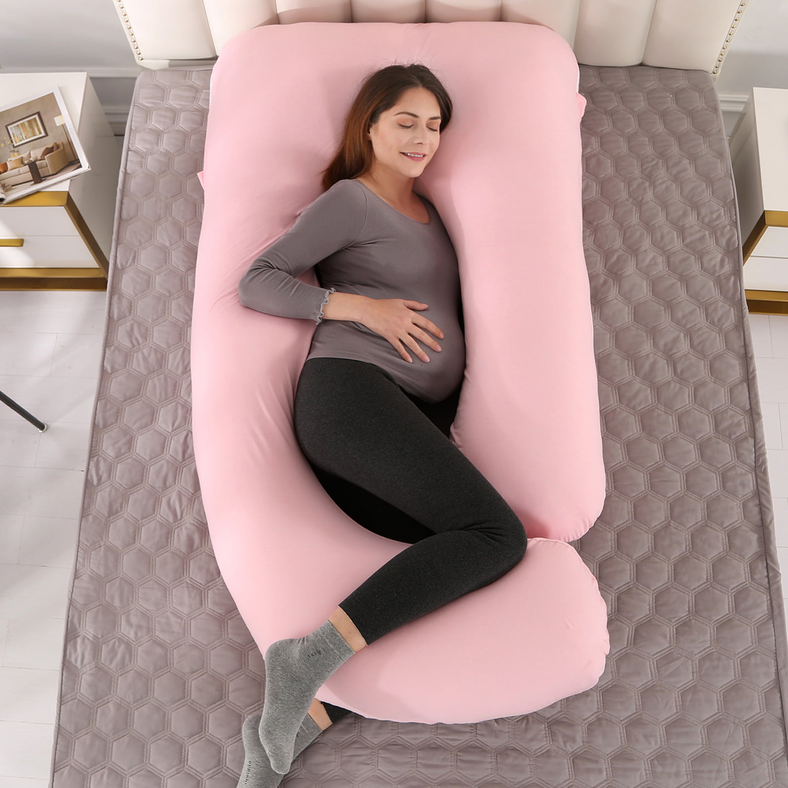 Pregnancy Pillow for Side Sleeper Waist Back Support,Detachable and Removable Pillowcase,Easy to Clean Side Sleeping Pillow for Belly Double Wedge Pillow for Maternity