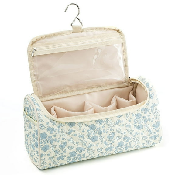 Yucurem Portable Cosmetic Bag with Hanging Hook, Large Capacity Travel Makeup Case Organizer with Handle and Divider, Toiletry Bag for Women Travel Daily Use