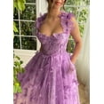 thumbnail image 4 of Vestido de fiesta CAZSXIS 3D de tul con mariposas, verde salvia, línea A, 4 of 7