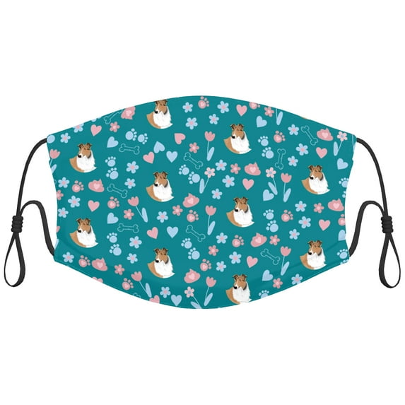 Cute Shetland Sheepdog Dog Graphic Printed Cloth Face Masks Reusable Washable Adjustable for Child (10 PCS)