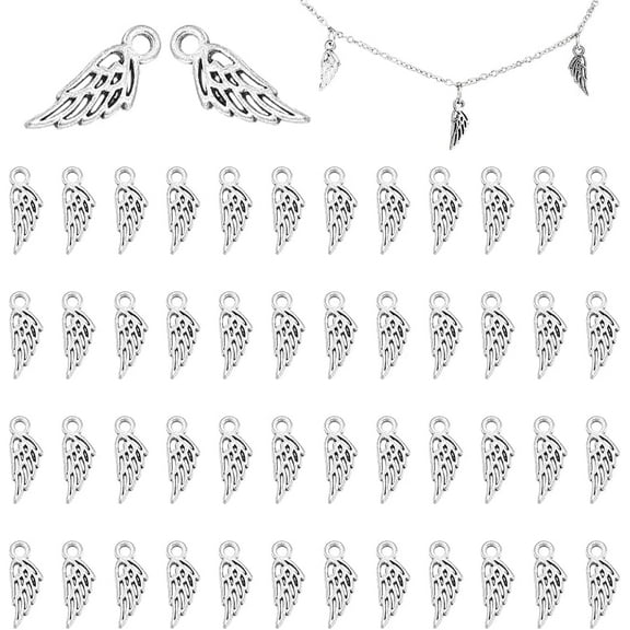 50pcs Angel Wings Charms Metal Wing Punk Charms Pendants Feather Vintage Charms Dangle Pendant