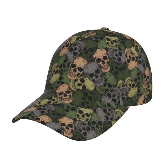 Picia Camouflage Skulls pattern Trucker Low Profile Hat Men Women Baseball Cap Dad Hat Adjustable Unconstructed Plain Cap