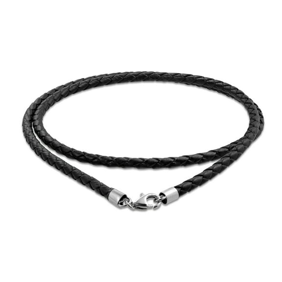 Bling Jewelry Mens Brown Black Leather Braided Necklace Pendant Cords Sterling Silver 14 -24 Inch