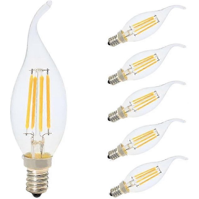 5pcs E14 Filament LED Bulb,Candle Bulbs,Warm White Screw Light Bulb