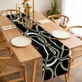 thumbnail image 3 of Black Geometric Table Runner - 108 Inch Long, Kitchen Dining Table Runner Dresser Scarves, Modern Sage Green White Striped Art Farmhouse Decor for Coffee Tables Wedding Party Banquet, 3 of 8