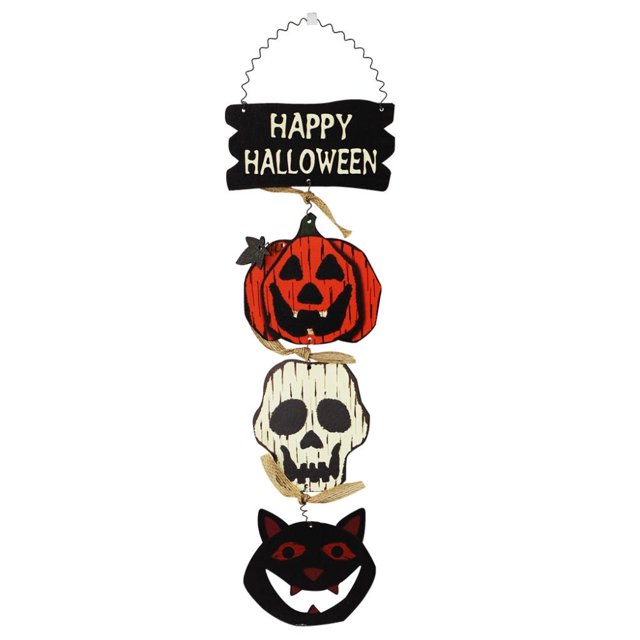 Bienvenida Guirnalda Puerta Colgante Calabaza Madera Gato Negro Cementerio Castillo Fantasma Halloween Decoración Suministros Yuarrent HA042894-03