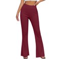 thumbnail image 4 of ZOIGHDA Flare Leggings for Women High Waisted Yoga Pants Basic Solid Color Stretch Workout Bell Bottoms(Wine,X-Large), 4 of 9