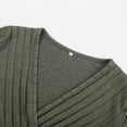 thumbnail image 6 of zaveiop Women's Long Sleeve Bodysuit Tops Wrap V Neck Ribbed Knit Jumpsuit (Army Green, M), 6 of 9