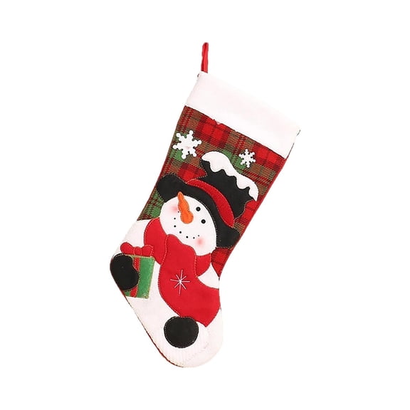 Christmas Stockings with 2D Snowman Pattern for Holiday Party Winter Home Xmas Tree Decor