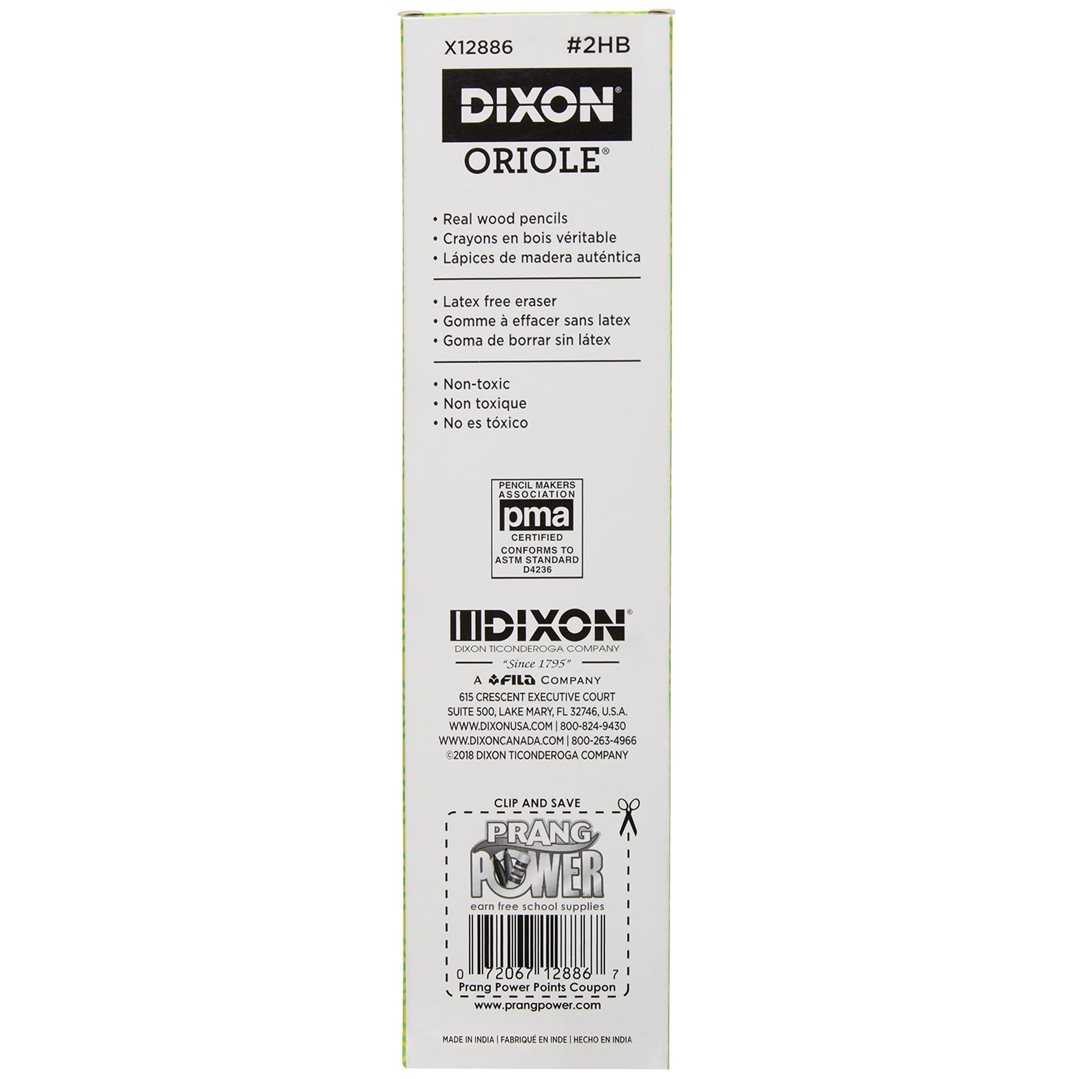 Dixon Oriole Wood-Cased Pencils, #2 HB Soft, Pre-Sharpened, Yellow, 12 Per Pack, 6 Packs