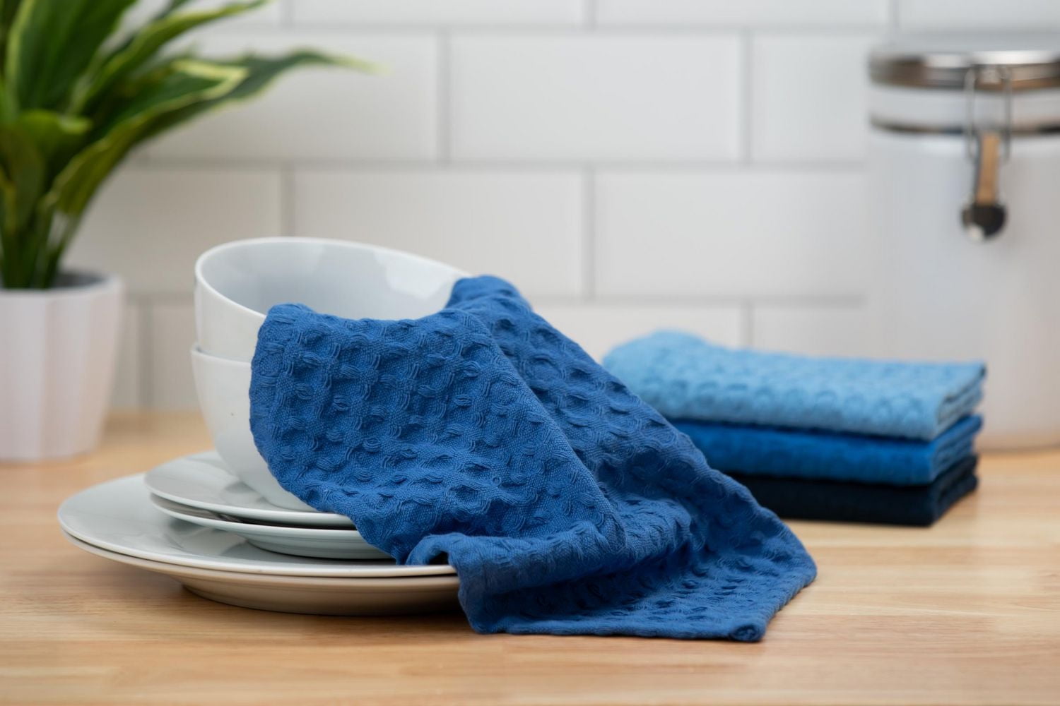 CHIFFONS GAUFRÉS – BLEU 4 PIÈCES