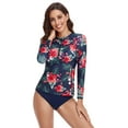 thumbnail image 4 of Women Two Piece Tankini Set Swimsuit Swimwear Long Sleeve Tops With Swim Bottoms Loose Fit Beachwear Swimming Costumes Bathing Suit, 4 of 7