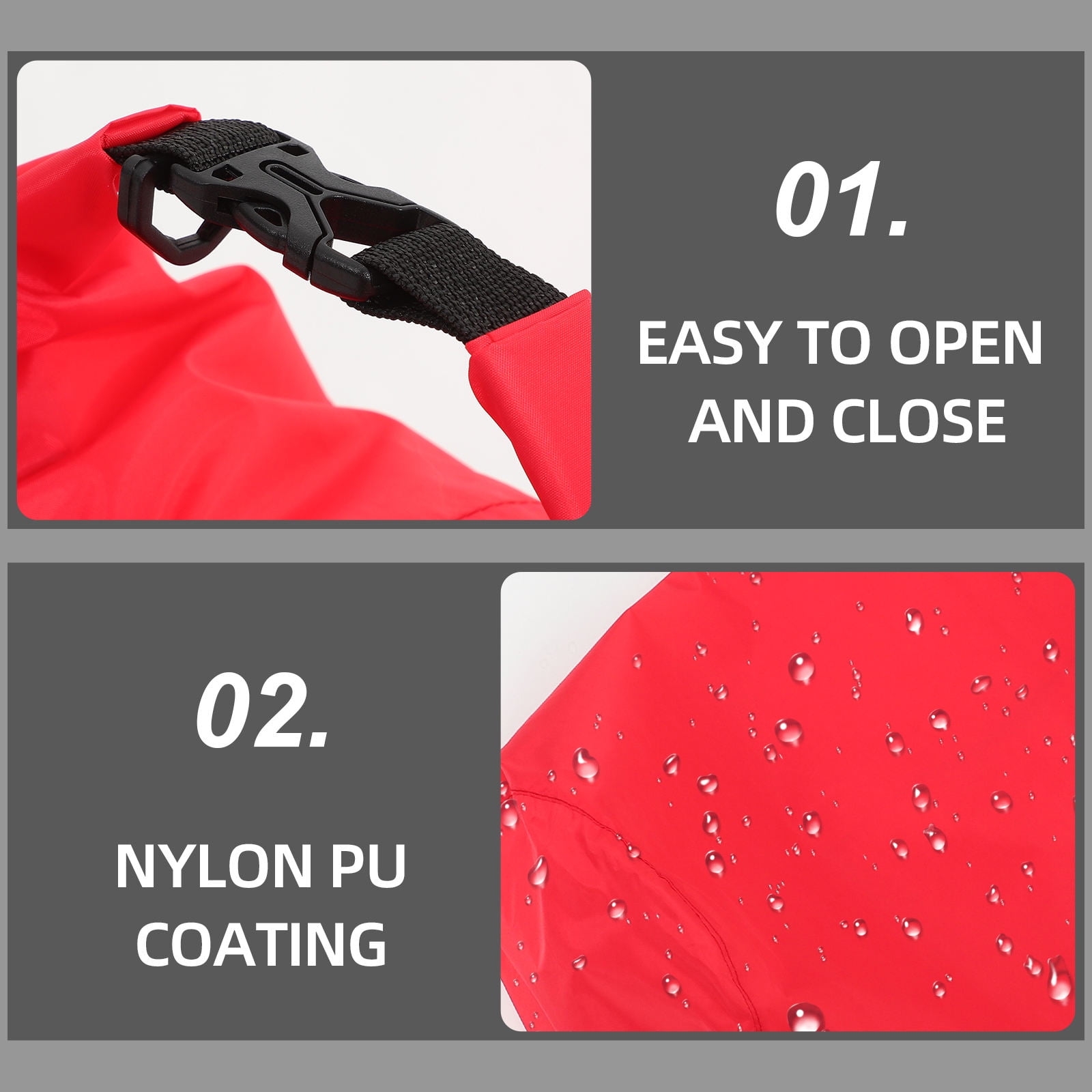 NICERIO Waterproof Compression Dry Sack Red for Canoe Kayak Made with Durable Fabric
