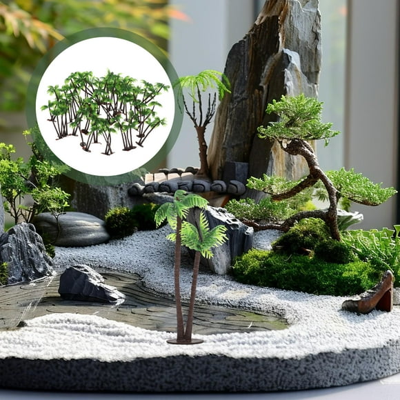 BEADCEST 36pcs Artificial Palm Tree Indoor Plastic Microlandscape Figurine for Friends Family