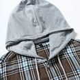 thumbnail image 4 of Chiccall Men's Flannel Shirt Plaid Hoodie Casual Comfortable Long Sleeve Drawstring Button-Down Shirt for Men, 4 of 8