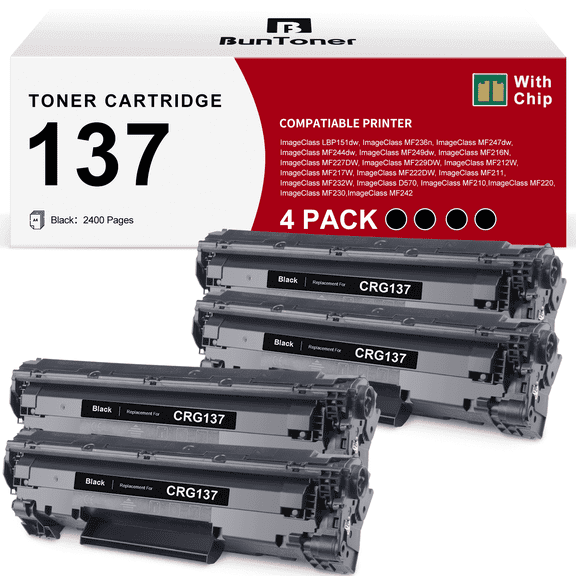 137 Toner Cartridge for Canon 137 Black Toner Cartridge High Yield, 4 Pack
