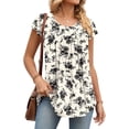 thumbnail image 1 of Anyjoin Women's Short Sleeve Tunic Tops Casual Print Pleated Blouse, 1 of 5