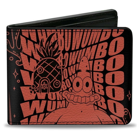 Nickelodeon Wallet, Bifold, SpongeBob Patrick Star Wumbo Pose Black Red, Vegan Leather