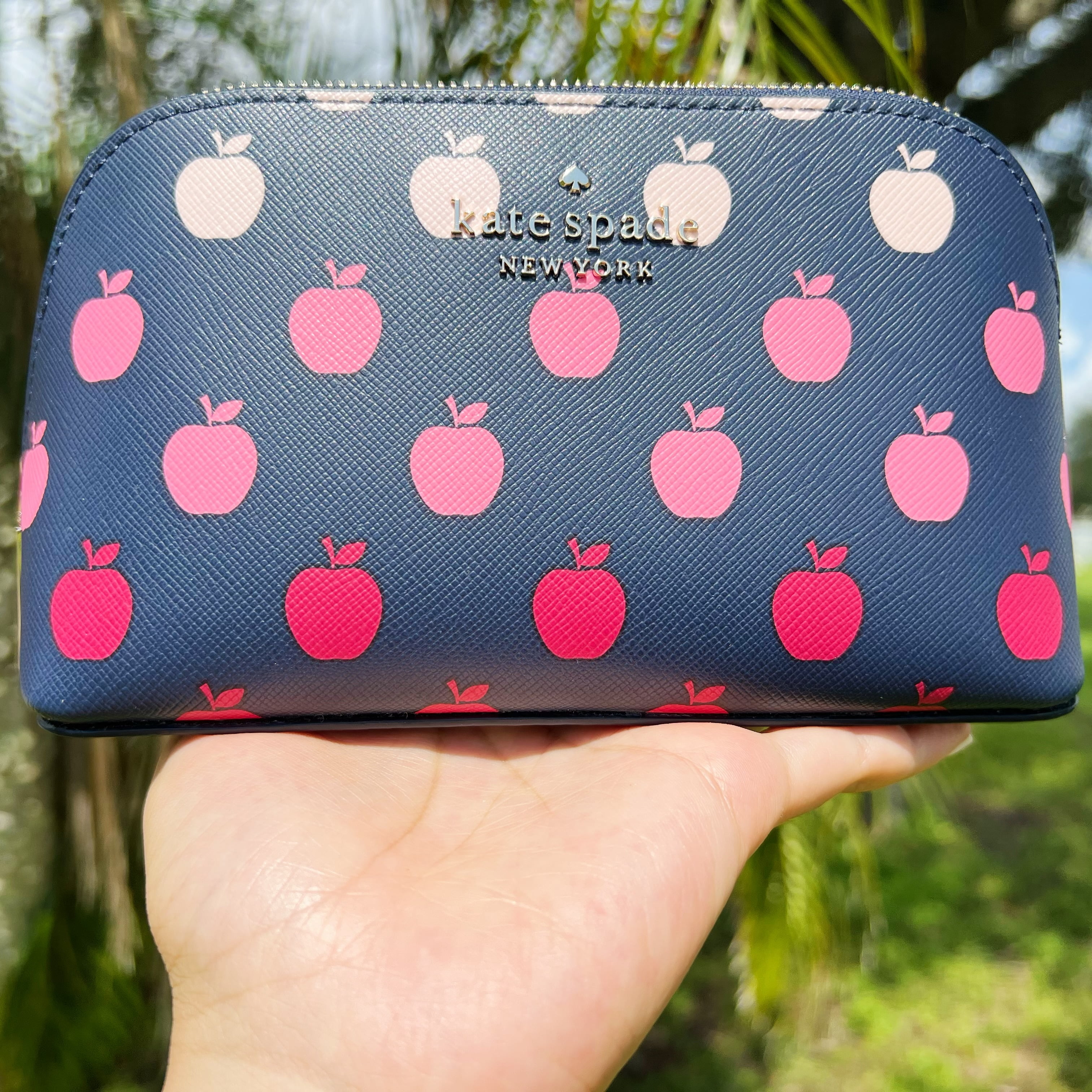 Kate Spade Staci Small Cosmetic Case Bag Orchard Apple Blue Multi -  