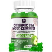 Organic Sea Moss Gummies 3000mg Green Apple Flavor - 60 Pieces