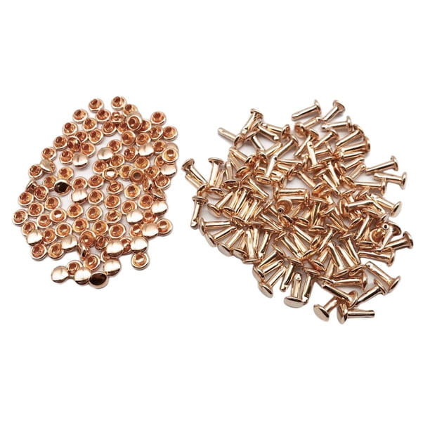 100 juegos de tapas dobles Studs Remaches para bolsas Zapatos de cuero 6x10mm Light Gold Sunnimix Remaches de doble espárragos