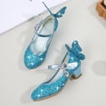 thumbnail image 6 of YMNXA Big Kids Children Girls Sandals With Adjustable Strap Soft Sole Non Closed Toe Sequins Fashion Formal Shoes For Dress Up Performances,Blue,10-10.5 Years, 6 of 7
