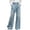 Light Blue-#004, variant on Women's Ruffle Trim High Waisted Faux Denim Wide Leg Pants Ruffle Trim Asymmetrical Denim Palazzo Pant with Wrap Waist Design,Light Blue M