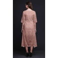 thumbnail image 2 of Bimba Robe Droite Asymétrique pour Femmes en Coton à Imprimé Floral Lotus Rose avec Poche, Manches Courtes, Col en V, Mi-Longue - XX-Grand, 2 of 4