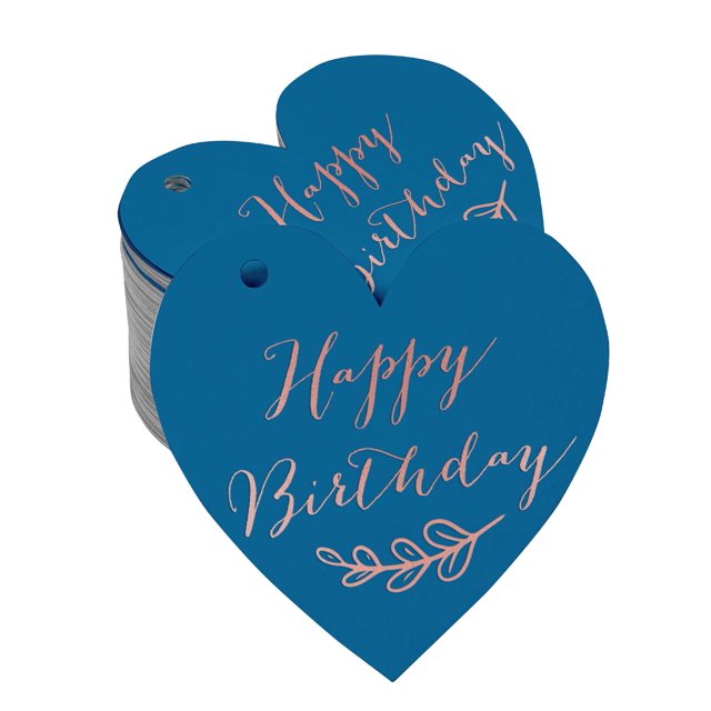 Inkdotpot Rose Gold Foil Paper Hang Tag Happy Birthday Favor Tag 50 Pieces