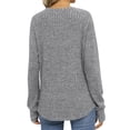 thumbnail image 4 of VEKDONE Womens Ribbed Knit Sweater Tops Raglan Long Sleeve Crewneck Pullover Tops with Thumb Hole Casual Loose Fit Comfy Blouse Gray XL, 4 of 7