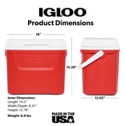 Igloo 28 QT Laguna Hard-Sided Ice Chest Cooler, Red