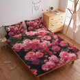 thumbnail image 2 of Flower Fitted Sheet Set with Pillowcase 3D Rose Printed Bedding Set Home Bedroom Decor,Queen (60"x80"), 2 of 5