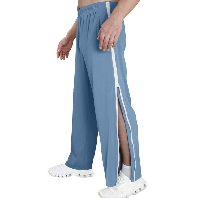 Men's Casual Sports Basketball Pants with 2 Button Side Zipper Fully Cut Postoperative Belt Pocket Design
