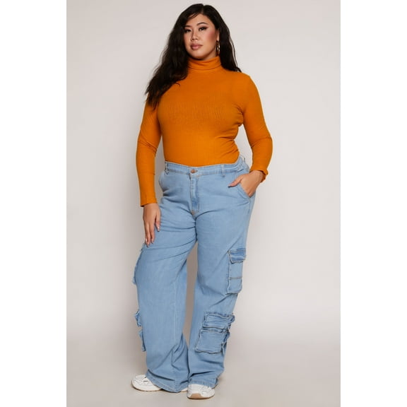 Womens Plus Size Daisy Wide Leg Cargo Jeans