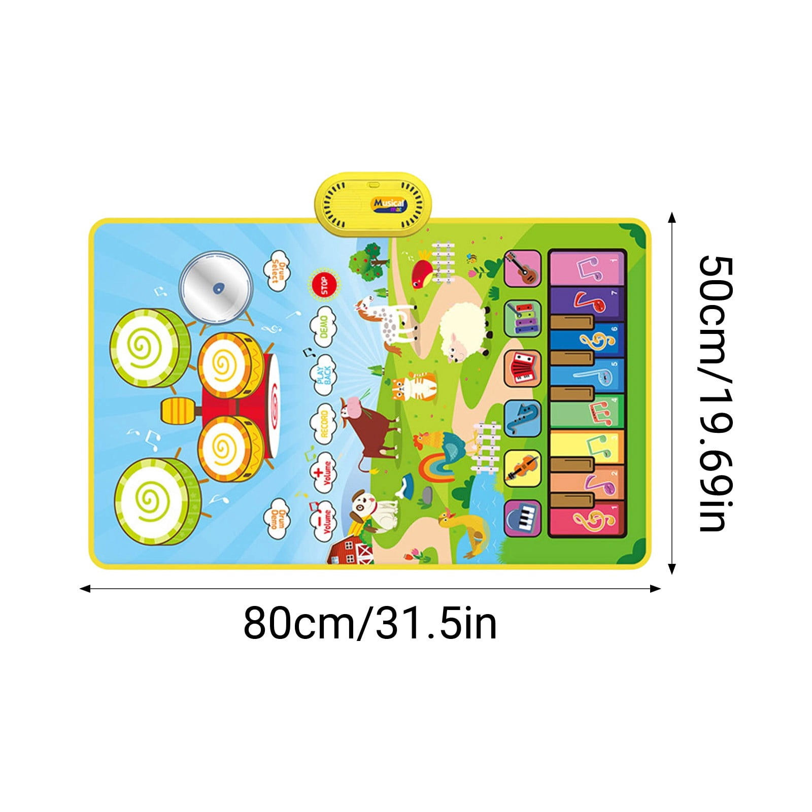 Piano Mats, 3-in-1 Animal Musical Play Mat with Piano & Drum for Montessori Sensory Early Educational Musical Learning Toys, Ideal Birthday Toy