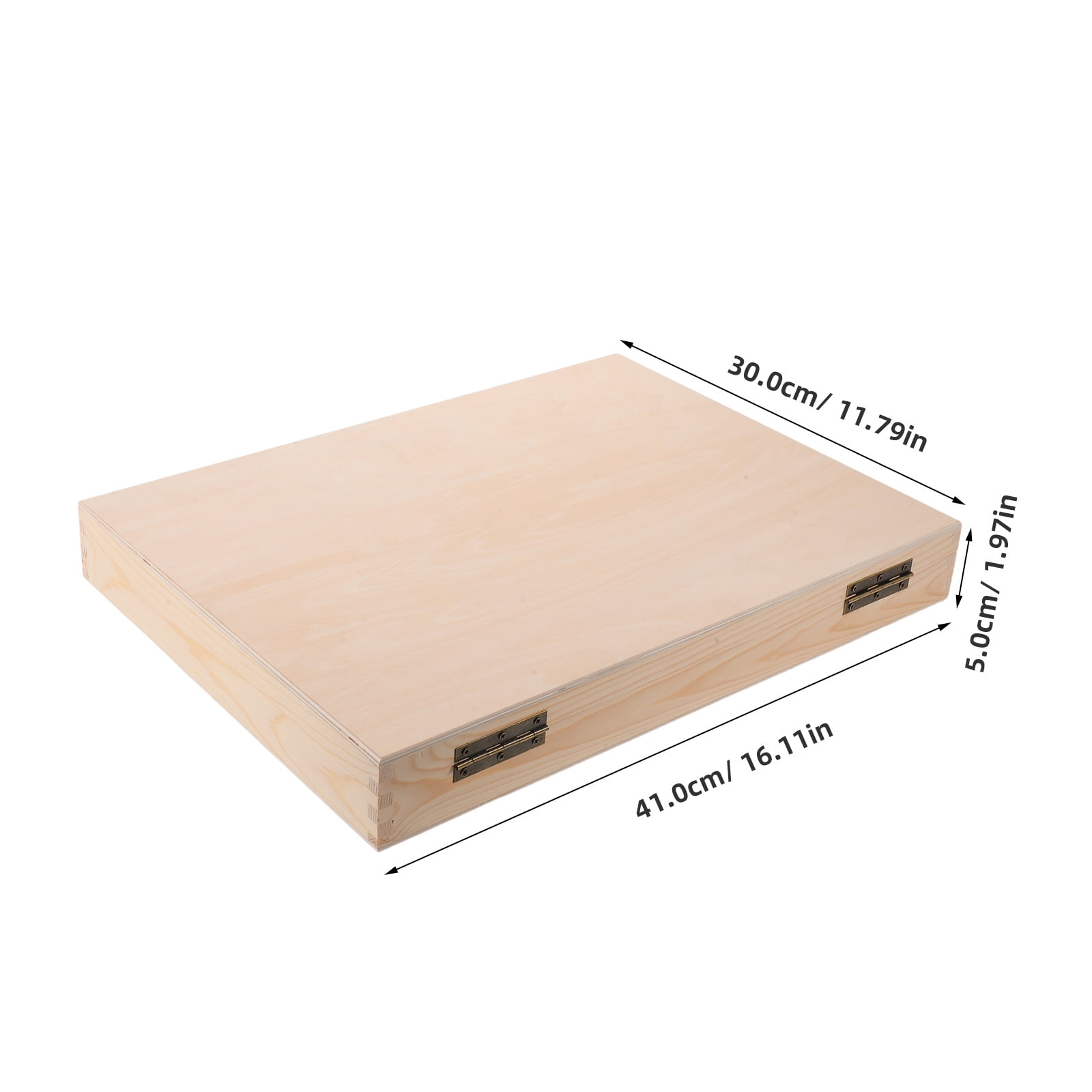 Luxshiny Vintage Beige Wood Photo Organizer Storage Box with Lid Desktop Decorative Keepsake Crate