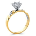thumbnail image 2 of Wellingsale Ladies Solid 14k Two 2 Tone White and Yellow Gold Polished CZ Cubic Zirconia Round Cut Engagement Ring with Side Stones and Wedding Band Bridal Set - Size 4.5, 2 of 7