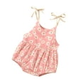 thumbnail image 3 of Franhais Baby Girl's Romper, Daisy Print Sleeveless Sling Bodysuit One-piece Suit, 3 of 9