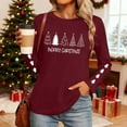 thumbnail image 6 of HOMBOM Tops for Women Long Sleeve Comfy Ugly Crewneck Wine Reindeer Christmas Ladies T Shirts, 6 of 9